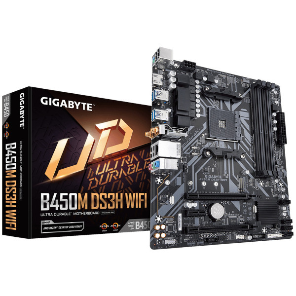 Gigabyte GA-B450M-DS3H-WIFI AMD B450 Socket AM4 micro ATX Gigabyte GA-B450M-DS3H-WIFI AMD B450 Socket AM4 micro ATX