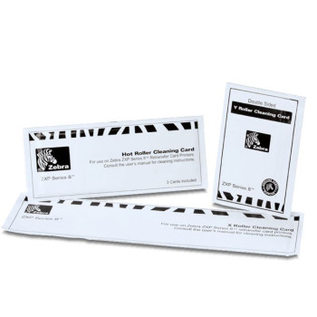 Zebra KIT,CLEANING,LAMI,ZXP SERIES includes 12- laminator and adhesive cleaning cards and 12 cleaning swabs