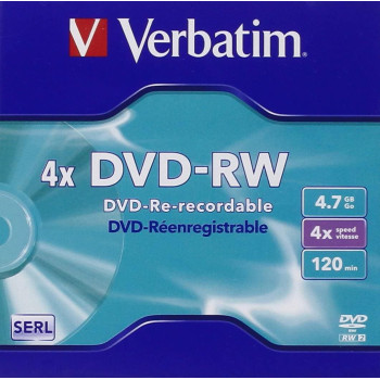 Verbatim DVD-RW 4x, Data 4.7GB Branded Matt Silver,5 Pack