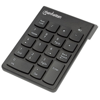 Manhattan Numeric Keypad, Wireless (2.4Ghz), Usb-A Micro Receiver, 18 Full Size Keys, Black, Membrane Key Switches, Auto Power