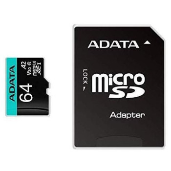 ADATA 64GB UHS-I U3 V30S A2 MICRO SDXC Retail w/1 adapter Premier Pro, 64 GB, MicroSDXC, Class 10, UHS-I, 100 MB/s, 80 MB/s