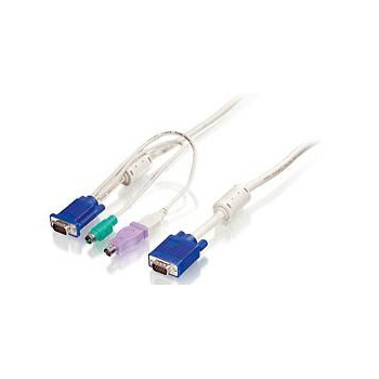 LevelOne KVLevelOne cablerate 05,00USB+ 5m KVM Cable, VGA, PS/2, USB, 5 m, White, VGA + PS/2, VGA, Male/Male, China