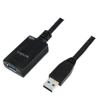 LogiLink 5.0m USB 3.0 M/F 5.0m USB 3.0 M/F, 5 m, USB A, USB A, 3.2 Gen 1 (3.1 Gen 1), Male/Female, Black