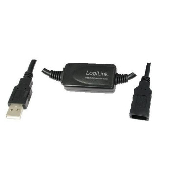 LogiLink 15m USB 2.0 - USB 2.0 M/F 15M USB 2.0 - USB 2.0 M/F, 15 m, USB A, USB A, 2.0, Male/Male, Black