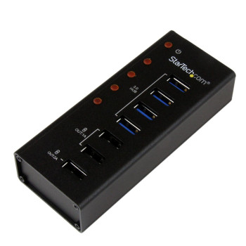 StarTech.com 4PT USB3 HUB PLUS 3 CHARGE PTS 4 Port USB 3.0 Hub plus 3 Dedicated USB Charging Ports (2 x 1A & 1 x 2A) - Wall Moun