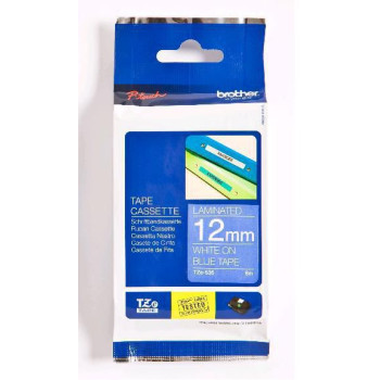 Brother TZE-535 TAPE 12 MM - LAMINATED 8M WHITE ON BLUE