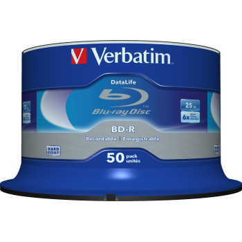 Verbatim BD-R SINGLE LAYER DATALIFE 25GB 6X WHITE BLUE SURFACE Datalife 6x, 25 GB, BD-R, Spindle, 50 pc(s)