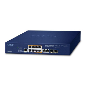 Planet IPv4/IPv6, 8-Port Managed 802.3at POE+ Gigabit Ethernet Switch + 2-Port 10/100/1000Mbps RJ45 + 2-Port 100/1000X SFP