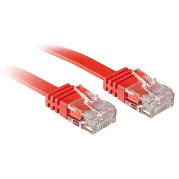 Lindy 3m Cat.6 U/UTP Flat Network Cable, Red