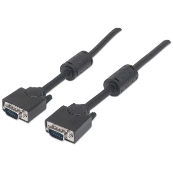 Manhattan SVGA Monitor Cable Black HD15 Male / HD15 Male with Ferrite Cores, 3 m (10 ft.), Black