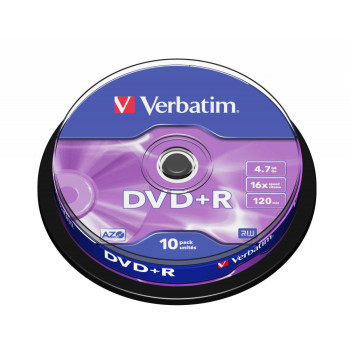 Verbatim DVD+R 16X 4.7GB Branded Matt Silver,10 Pack