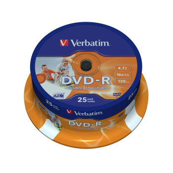 Verbatim DVD-R, General, 16X, 4.7GB Wide Print. ID Brand 25 Pack