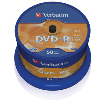 Verbatim DVD-R, General, 16X, 4.7GB Branded Matt Silver,50 Pack