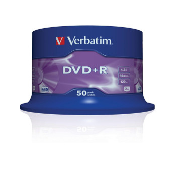 Verbatim DVD+R 16X 4.7GB Branded Matt Silver,50 Pack