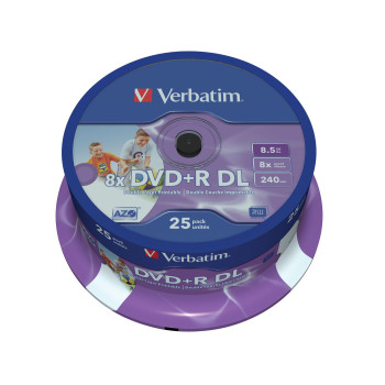 Verbatim DVD+R Double Layer 8X 8.5GB wide printable ,25 Pack