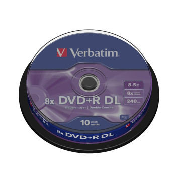 Verbatim DVD+R Double Layer 8X 8.5GB Branded Matt Silver,10 Pack