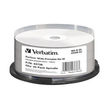 Verbatim BD-R Single Layer 25GB 6X Inkjet printable No ID 25 Pack