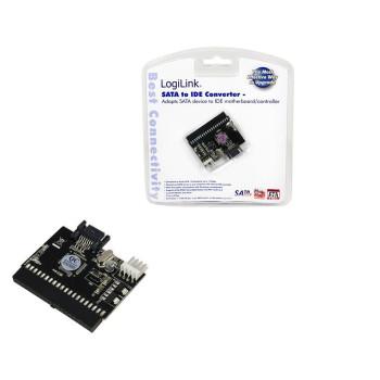 LogiLink SATA IDE + IDE SATA 0.35m Adapter S-ATA to Adapter S-ATA to IDE + IDE to S-ATA, Black, 0.35 m