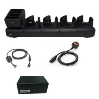Zebra TC7X UK Complete Cradle Kit 5-Slot Charge Only Cradle 4 Slot Battery Charger, Battery Charger Adapter Cup, PSU. DC Line Co