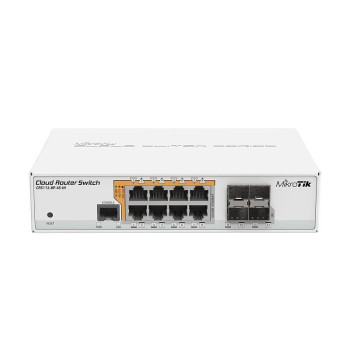 MikroTik Cloud Router Switch 112-8P-4S-IN with QCA8511 400Mhz CPU, 128MB RAM, 8xGigabit LAN, 4xSFP, RouterOS L5, desktop case, P