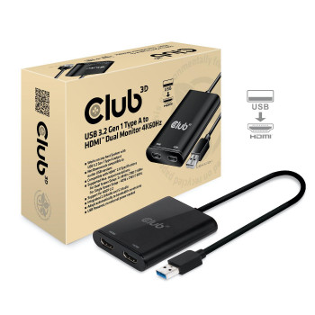 Club3D adaptor USB 3.1 Typ A 2x HDMI 2.0 4K@60Hz akt.St/Bu HDMI 2.0 4K@60Hz akt.St/Bu 27
