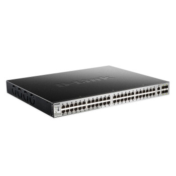D-Link 48 x 10/100/1000BASE-T PoE ports (370W budget) Layer 3 Stackable Managed Gigabit Switch with 2 x 10GBASE-T ports and 4 x 