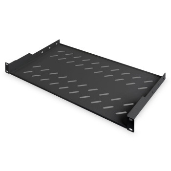 Digitus 1U fixed shelf for racks from 400 mm depth 45x483x250 mm, up to 15 kg, black (RAL 9005) vented. black RAL 9005. 250x44 m