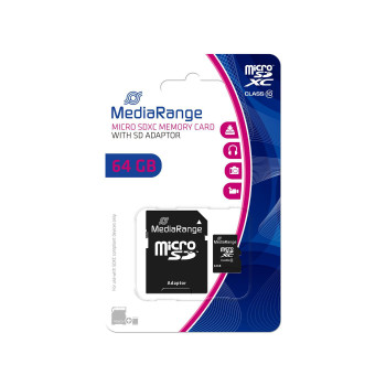 MediaRange SD MicroSD Card 64GB SD CL.10 inkl. Ad