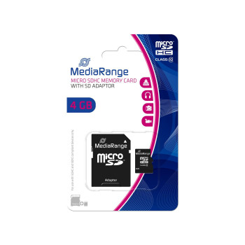 MediaRange SD MicroSD Card 4GB SD CL.10 inkl. Ad