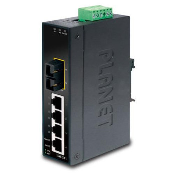 Planet IP30 Slim Type 4-P Industrial Ethernet Switch + 1-Port 100Base-FX(15KM) (-10 - 60 C)