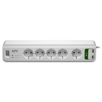 APC Surgearrest 5 Outlets with 5V **New Retail** 2.4A 2 Port Usb Charger 230V In