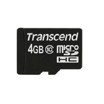 Transcend 4GB MICRO SDHC10(NOBOX+ADAPTER TS4GUSDC10, 4 GB, MicroSDHC, Class 10, 10 MB/s, Black