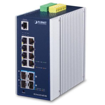 Planet Industrial L3 8-Port 10/100/1000T + 4-Port 10G SFP+ Managed Ethernet Switch IGS-6325-8T4X, Managed, L3, Gigabit Ethernet