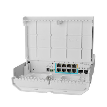 MikroTik netPower Lite 7R with 8 x Gigabit Ethernet ports (7 with Reverse POE-in, 1 with PoE-OUT) 2 x SFP+ cages, SwitchOS, outd