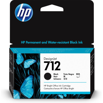 HP 712 38-ml Black DesignJet Ink 712 38-ml Black DesignJet Ink Cartridge, Standard Yield, Pigment-based ink, 38 ml, 1 pc(s), Sin