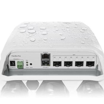 MikroTik FiberBox Plus CRS305-1G-4S+OUT with 800MHz CPU, 256MB RAM, 1xGigabit LAN, 4 x SFP+ cages, RouterOS L5 or SwitchOS (dual