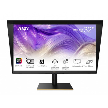 MSI 32 Inch Monitor With Adjustable Stand, Uhd (3840 X 2160), 16:9, 60Hz, Ips, 4Ms, Hdmi, Displayport, Usb Type-C, Built-In Usb 