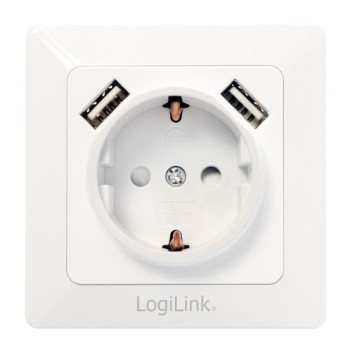 LogiLink Socket-Outlet 2 X Usb + Cee 7/3 White
