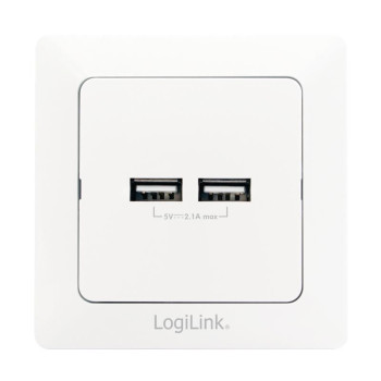 LogiLink Socket-Outlet 2X Usb White
