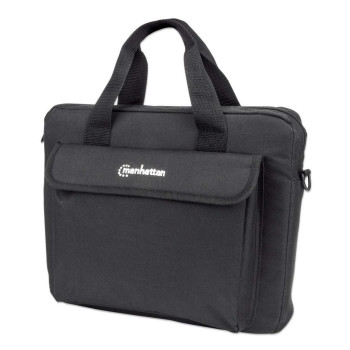 Manhattan London Laptop Bag 12.5", Top Loader, Black, Low Cost, Accessories Pocket, Shoulder Strap (Removable), Notebook Case, T