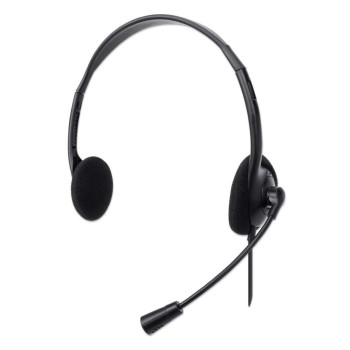 Manhattan Stereo On-Ear Headset (Usb), Microphone Boom, Polybag Packaging, Adjustable Headband, Ear Cushion, 1X Usb-A For Both S