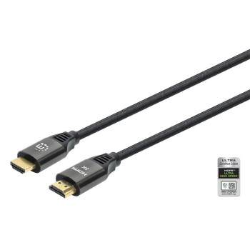 Manhattan Hdmi Cable With Ethernet, 8K@60Hz (Ultra High Speed), 3M (Braided), Male To Male, Black, 4K@120Hz, Ultra Hd 4K X 2K, F