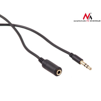 Kabel audio Maclean MCTV-818 miniJack 3,5mm (M) - miniJack 3,5mm (F), 1m, metalowy wtyk, czarny