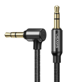 Kabel Audio Usams SJ557 Jack 3,5mm kątowy pleciony 1,2m czarny