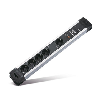 Bachmann CONNECTUS 4+1xCEE7/3 M&S power, 2,0m, CEE7/7 330.106, 2 m, 5 AC outlet(s), Black, Grey, 72 mm, 480 mm, 42 mm