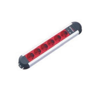 Bachmann PRIMO 6xCEE7/3 IT power 2m CEE7/7 PRIMO, 1.75 m, 6 AC outlet(s), Indoor, Type F, Aluminium, Red, 390 mm