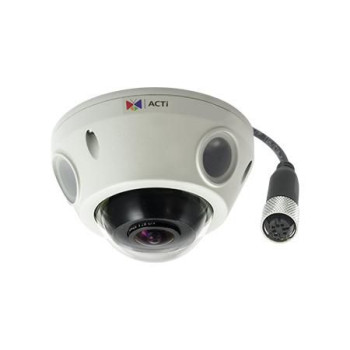 ACTi 5MP Mini Fisheye Dome Adapt. IR, BWDR, M12 connector f1.19mm/F2.0, Audio, PoE, IP68, IK10, EN50155