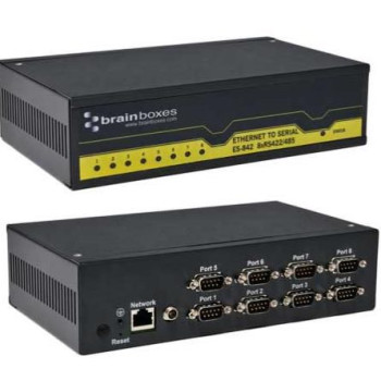 Brainboxes Ethernet 8 Port RS422/485 ES-842, 10/100Base-T(X), 5 - 30 V, ICMP, IP, TCP, UDP, DHCP, BOOTP, Telnet, HTTP, RFC2217, 