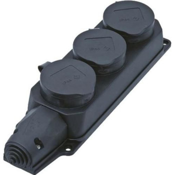 Bachmann CEE7/3 power outlet 3-way 230 V /16A IP44 381.109, 3 AC outlet(s), IP44, Black, 230 V, 16 A, 1 pc(s)
