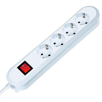 Bachmann SMART 4xCEE7/3 wt 1xswitch power 1,5m CEE7/7 381.230K, 1.5 m, 4 AC outlet(s), Type F, Plastic, White, 230 V